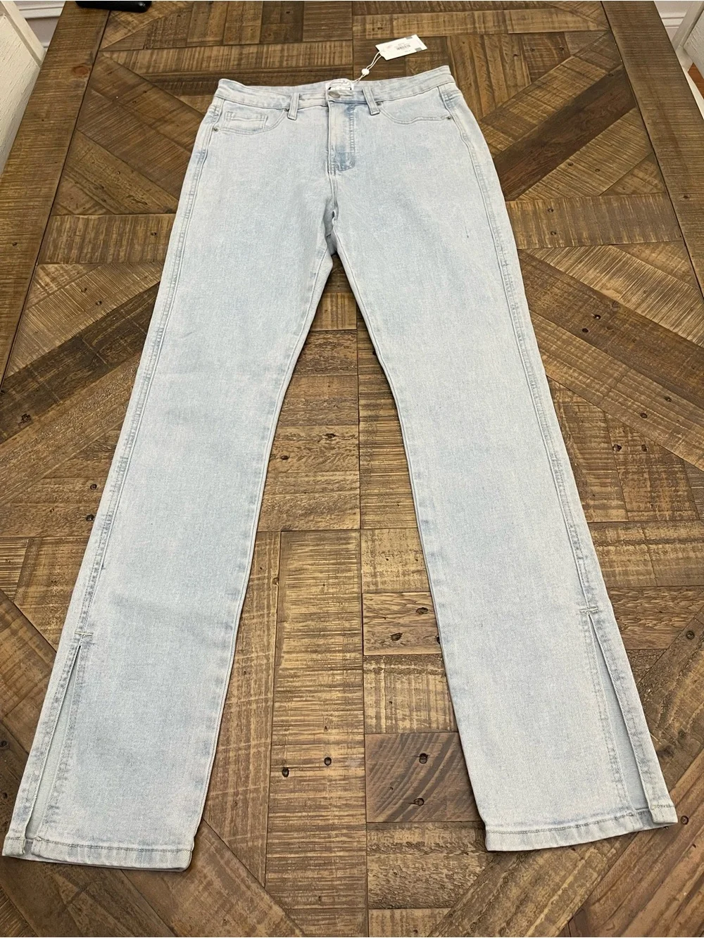 Mud Pie The Yorker Side-Slit Slim Straight Jeans Light Wash